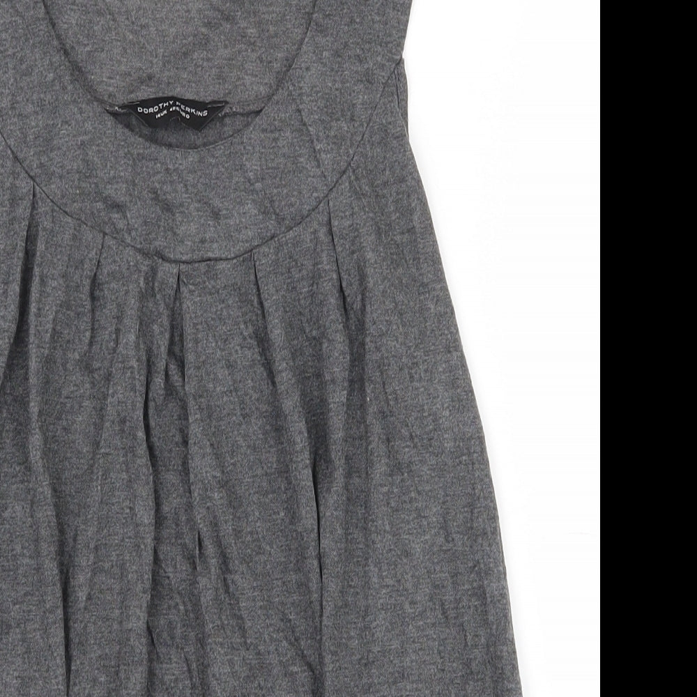 Dorothy Perkins Womens Grey  Polyester Basic Tank Size 14 Scoop Neck
