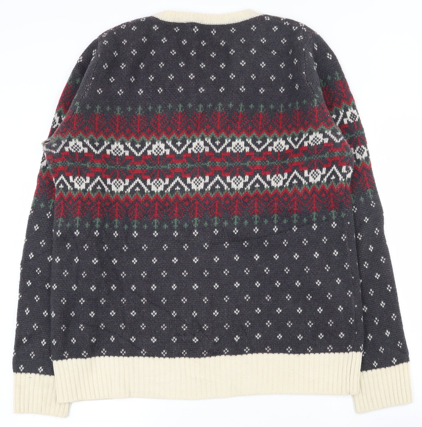 Howies Mens Multicoloured Round Neck Fair Isle Wool Pullover Jumper Size L