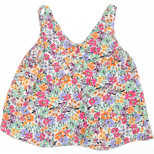 Primark Womens Multicoloured Floral Polyester Basic Tank Size 12 Scoop Neck