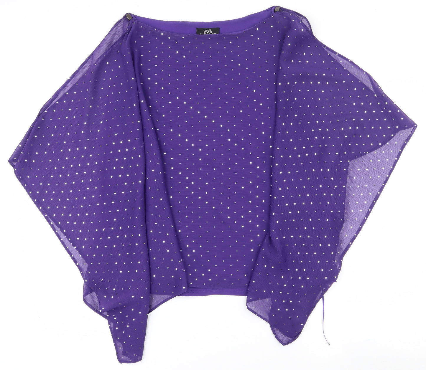 Wallis Womens Purple Polka Dot Polyester Basic Blouse Size L Boat Neck