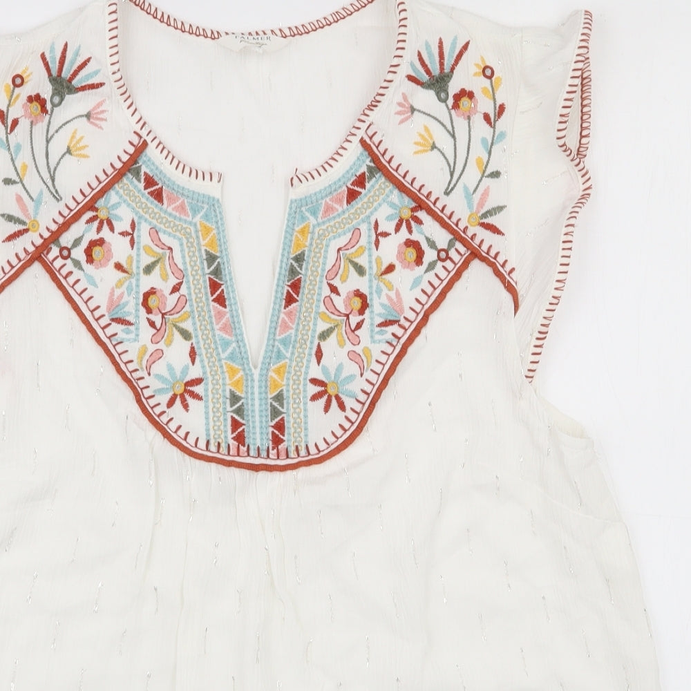 Matalan Womens White  Viscose Basic Blouse Size 14 V-Neck