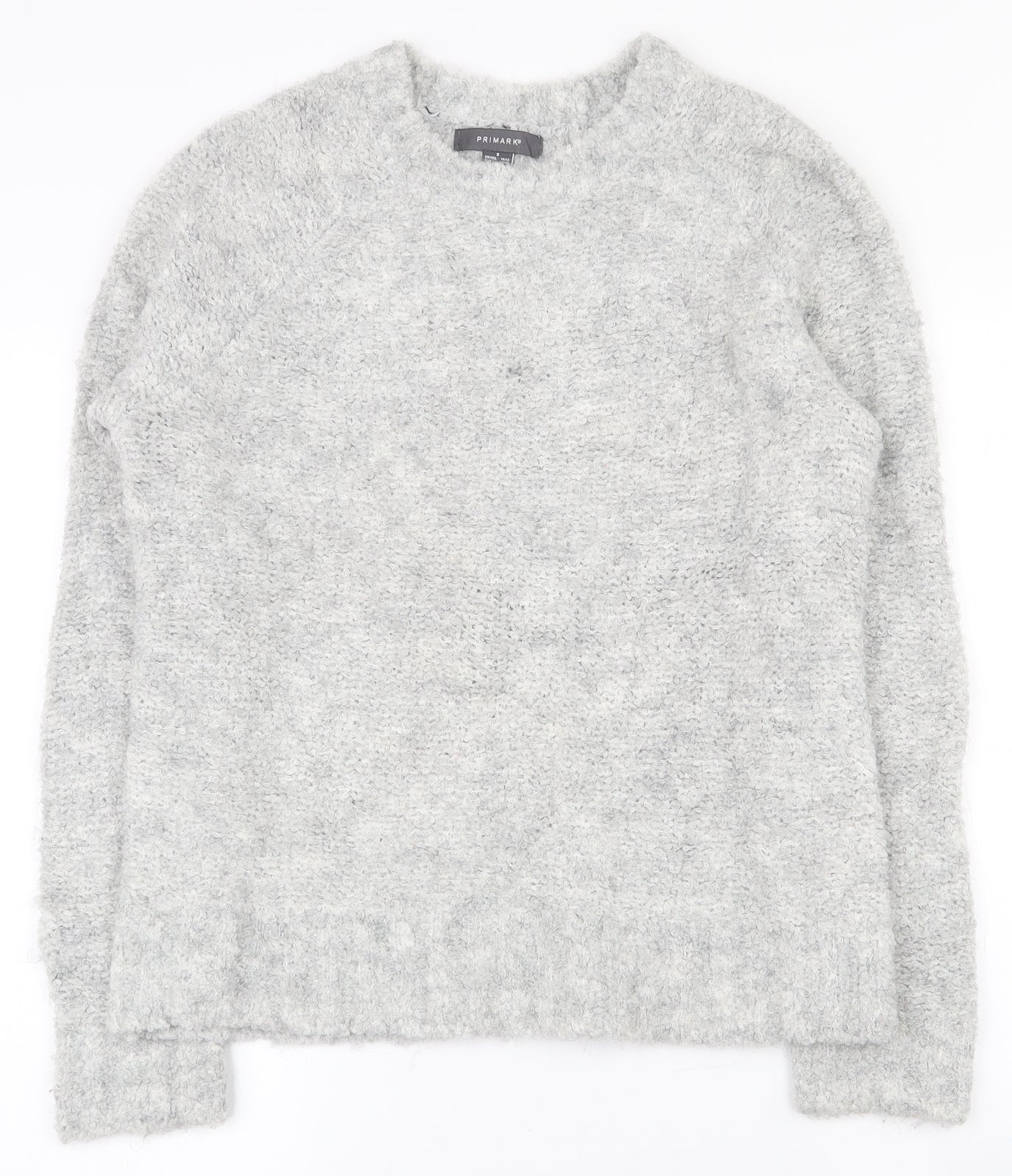 Primark Womens Grey Round Neck  Acrylic Pullover Jumper Size 10