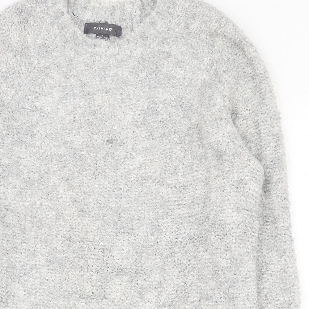 Primark Womens Grey Round Neck  Acrylic Pullover Jumper Size 10