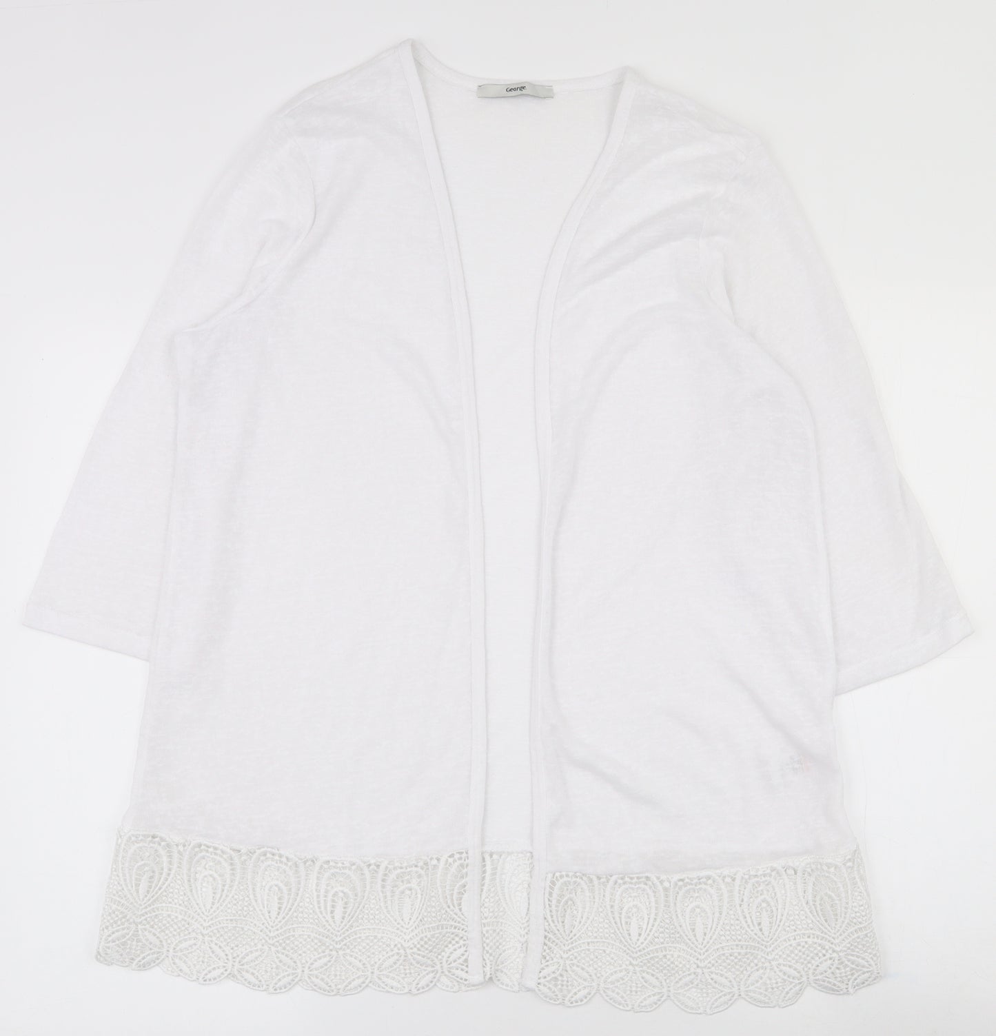 George Womens White V-Neck  Polyester Cardigan Jumper Size 16