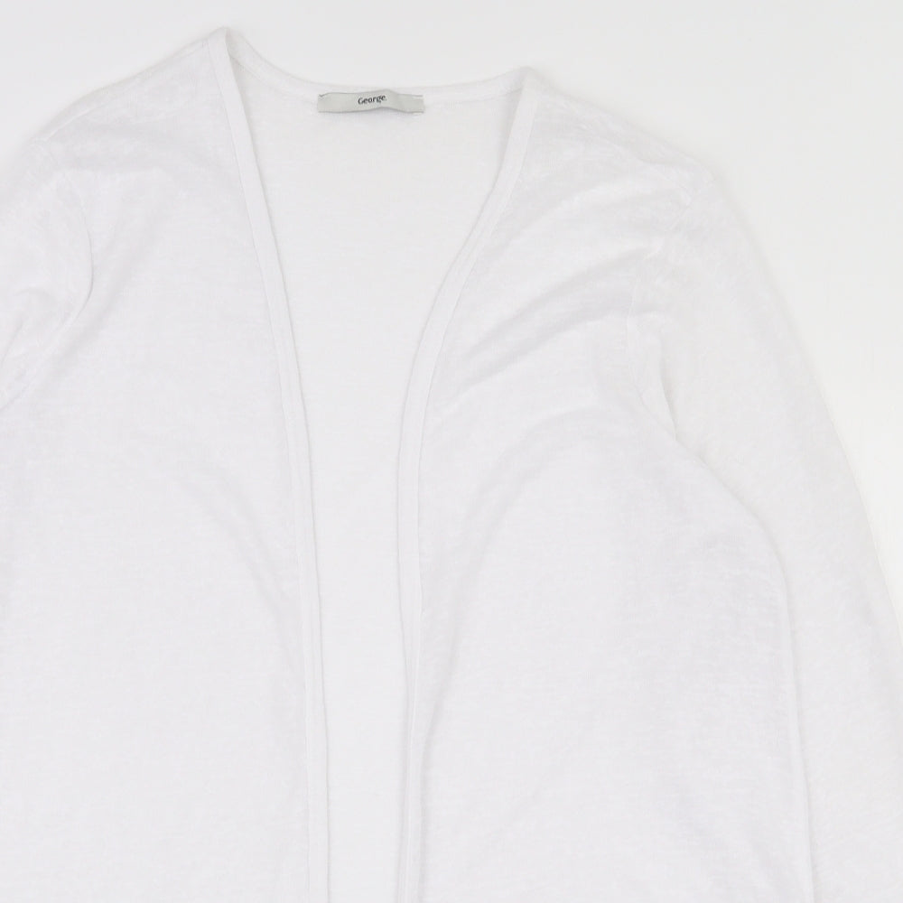 George Womens White V-Neck  Polyester Cardigan Jumper Size 16