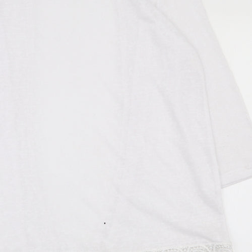 George Womens White V-Neck  Polyester Cardigan Jumper Size 16