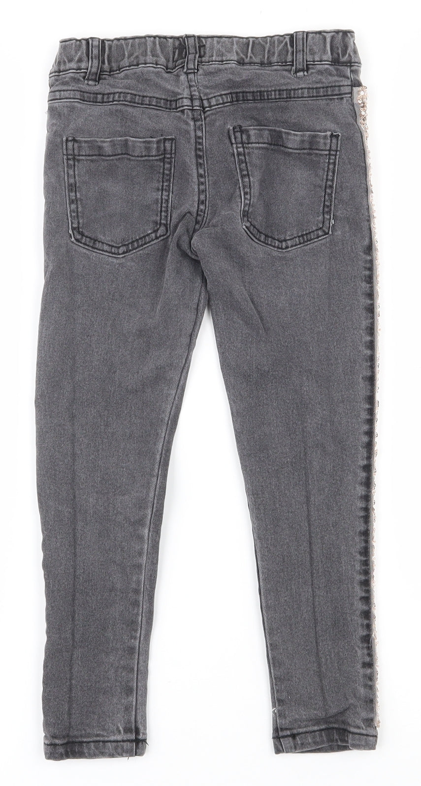 F&F Girls Grey  Cotton Skinny Jeans Size 5-6 Years  Regular Zip