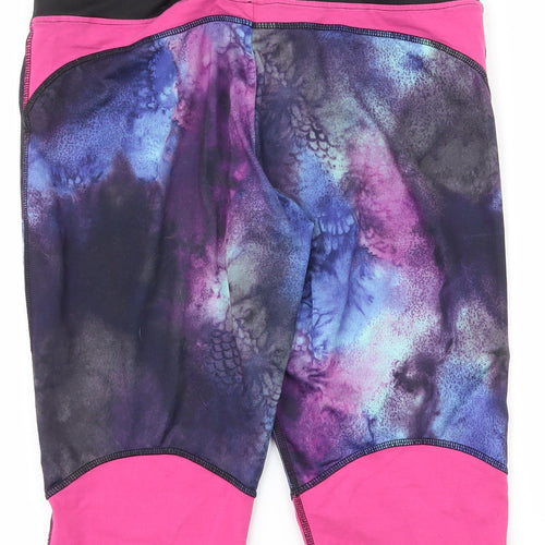 sugar pocket Womens Multicoloured  Polyester Compression Shorts Size L L15 in Regular  - Water colour pattern