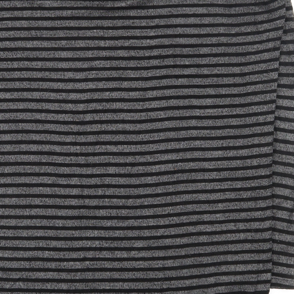 F&F Womens Grey Striped Viscose Basic T-Shirt Size 14 Boat Neck