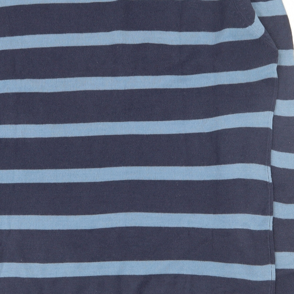 Matalan Mens Blue Round Neck Striped Acrylic Pullover Jumper Size L