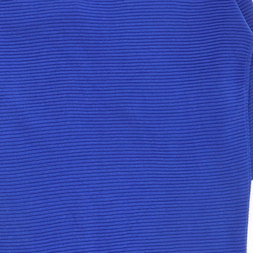 ESMARA Womens Blue V-Neck Striped Cotton Cardigan Jumper Size 18