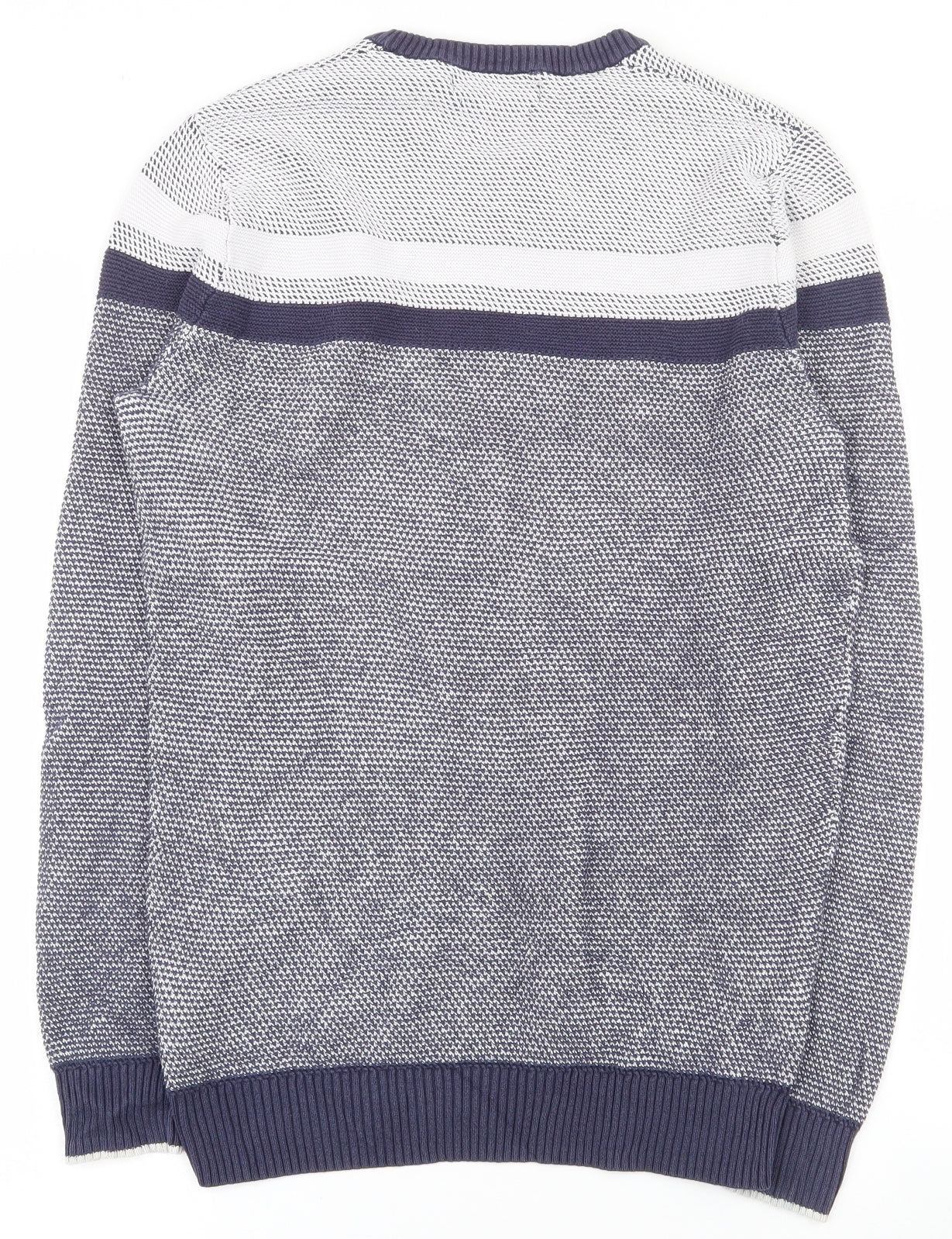 Blue Harbour Mens Blue Round Neck  Cotton Pullover Jumper Size S