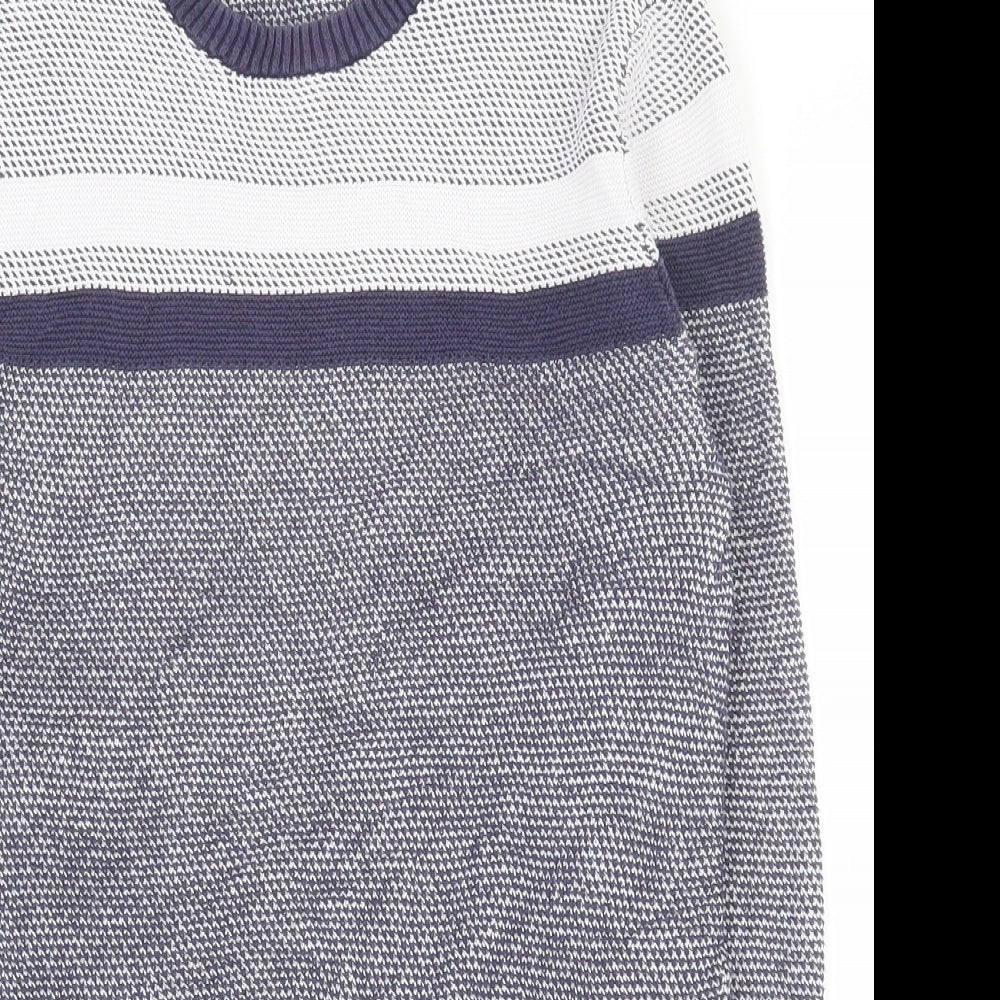 Blue Harbour Mens Blue Round Neck  Cotton Pullover Jumper Size S