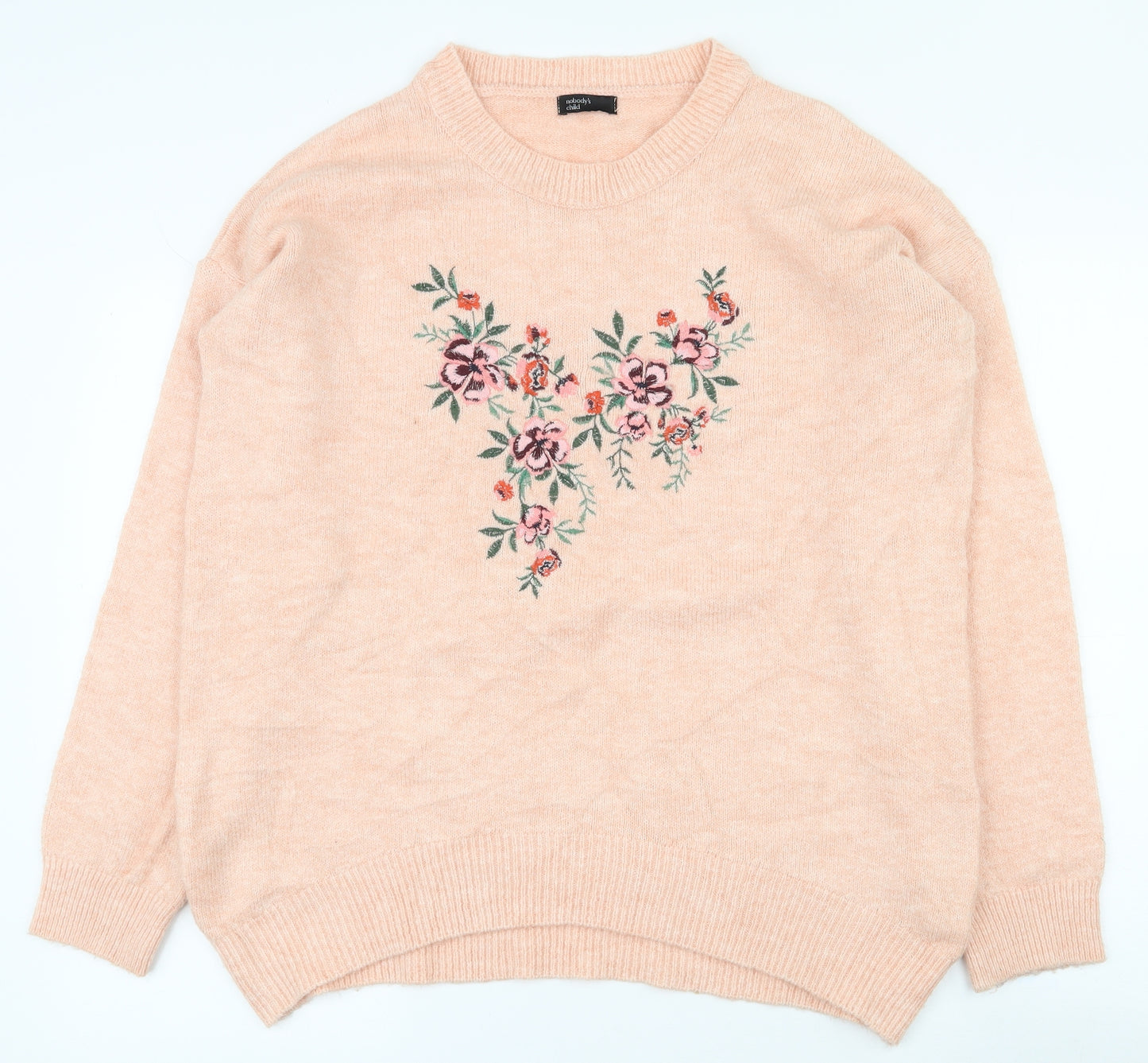 Nobody's Child Womens Pink Round Neck  Polyester Pullover Jumper One Size