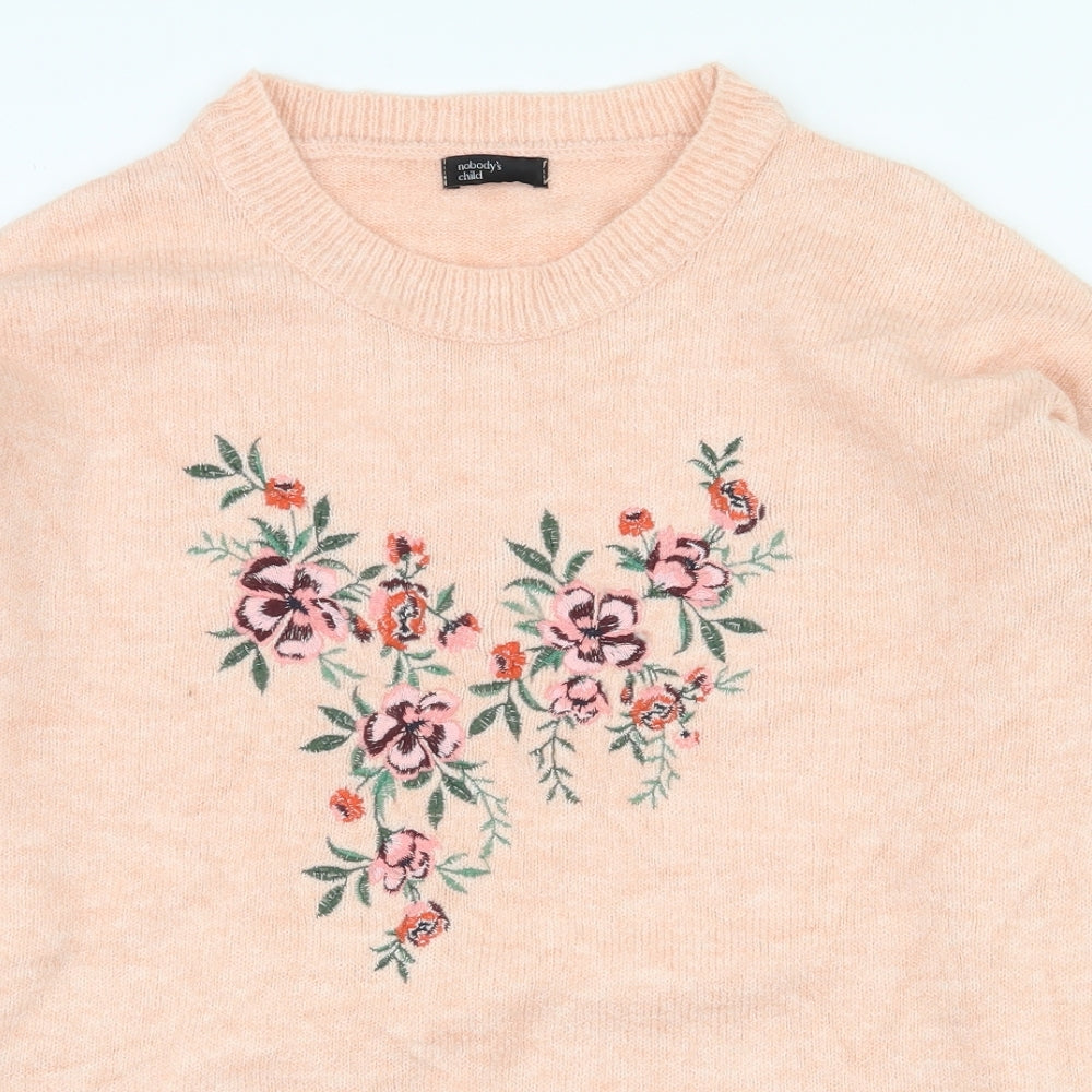 Nobody's Child Womens Pink Round Neck  Polyester Pullover Jumper One Size