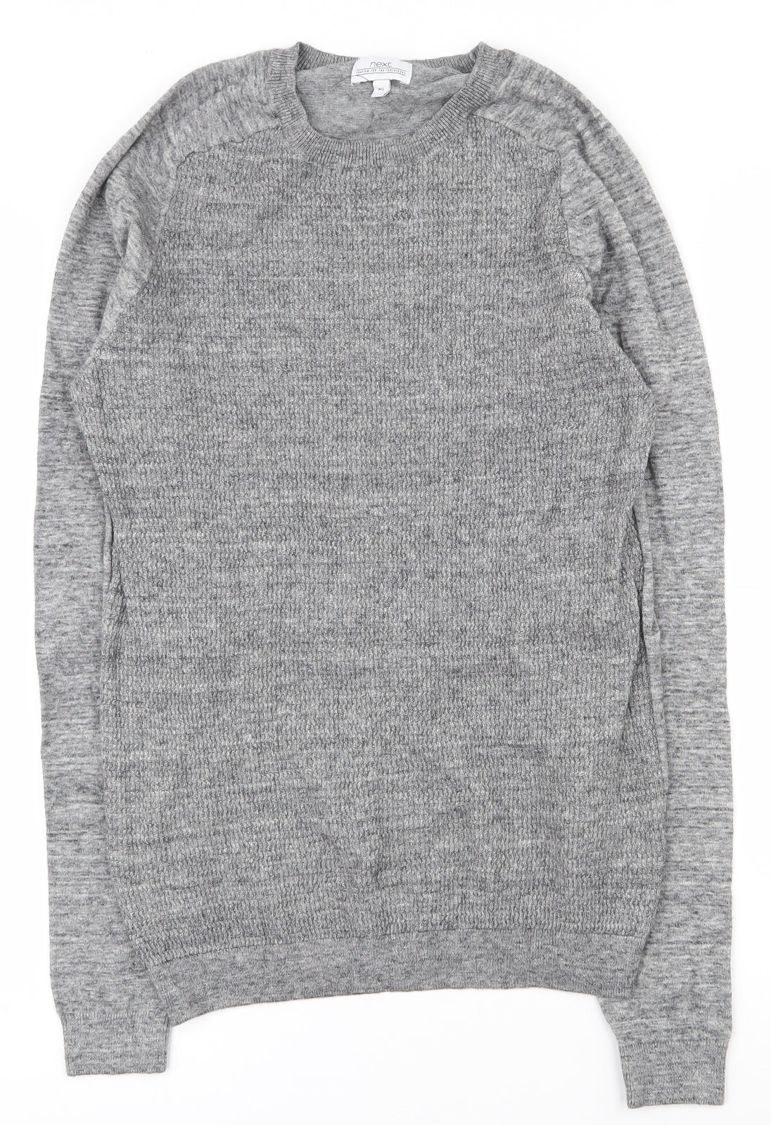 NEXT Mens Grey Crew Neck  Cotton Pullover Jumper Size XS