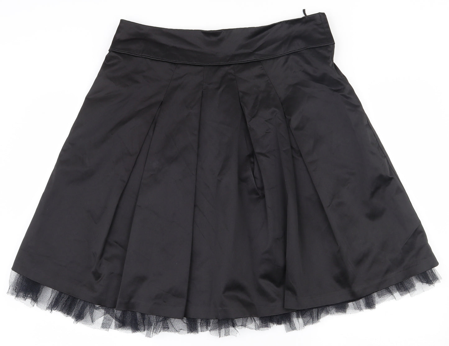 New Look Womens Black  Cotton Skater Skirt Size 14   Zip