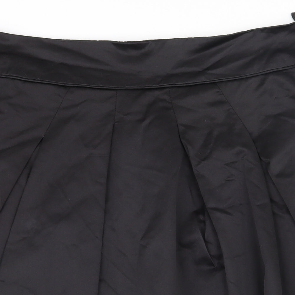New Look Womens Black  Cotton Skater Skirt Size 14   Zip