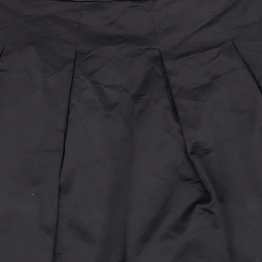 New Look Womens Black  Cotton Skater Skirt Size 14   Zip