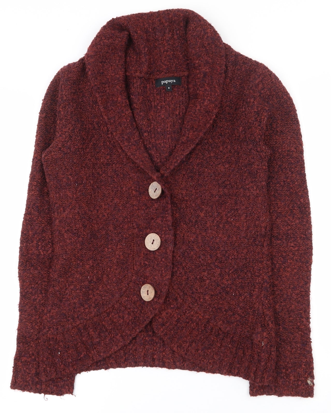 Papaya Womens Red Collared  Acrylic Cardigan Jumper Size 8