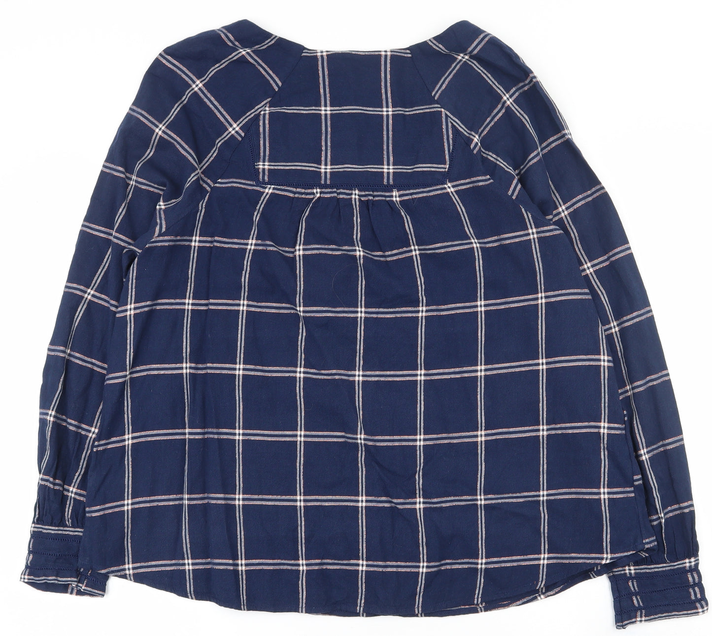 NEXT Womens Blue Plaid Cotton Basic Blouse Size 16 Square Neck