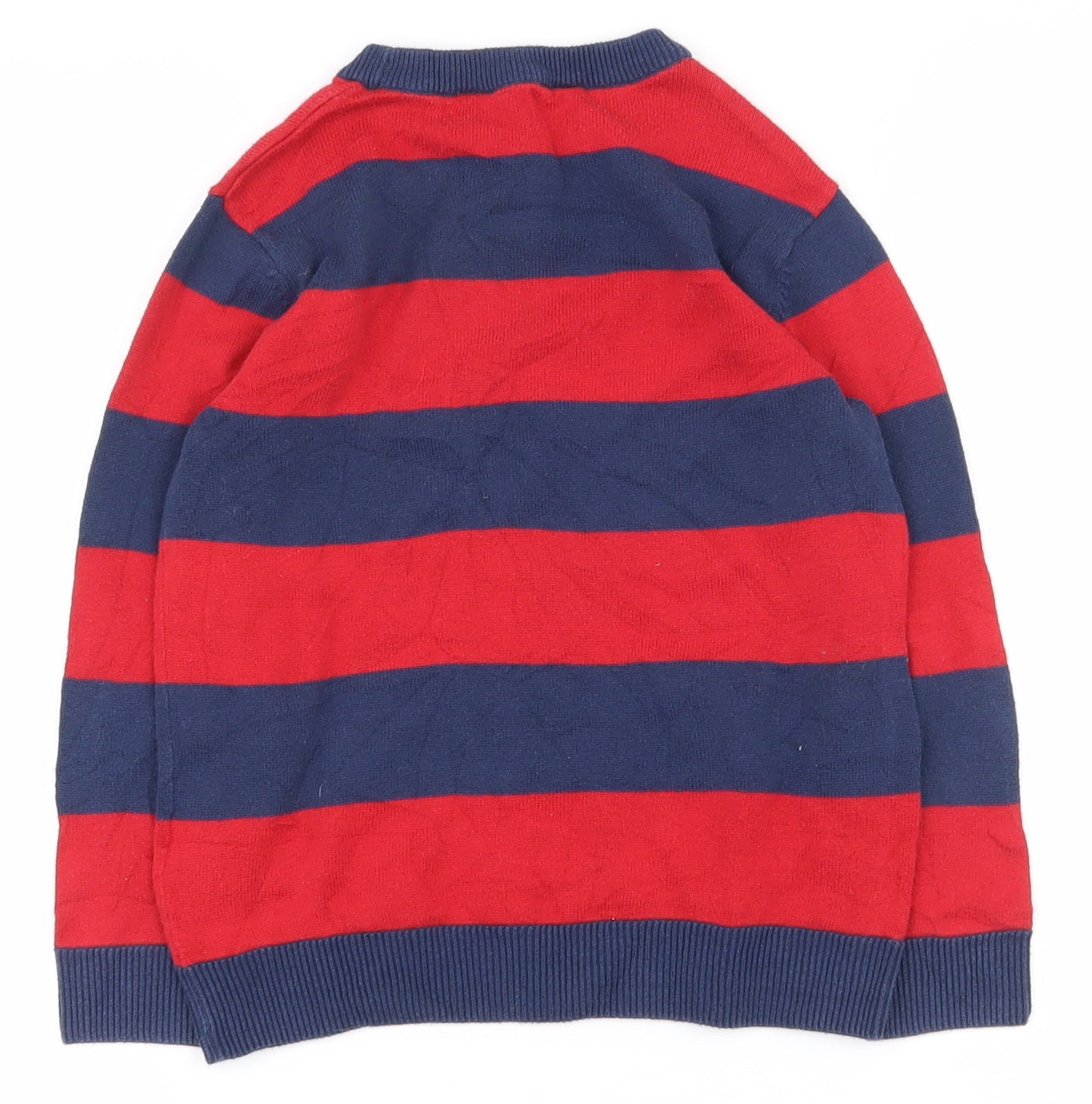 H&M Boys Red Crew Neck Striped 100% Cotton Pullover Jumper Size 5-6 Years  Pullover