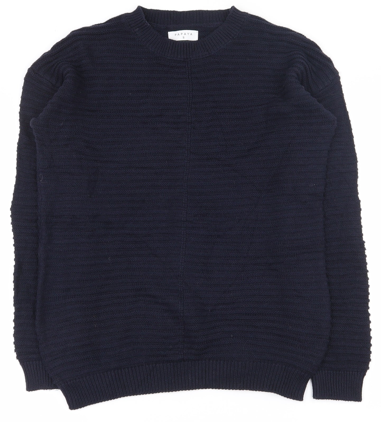 Papaya Womens Blue Crew Neck  Cotton Pullover Jumper Size S