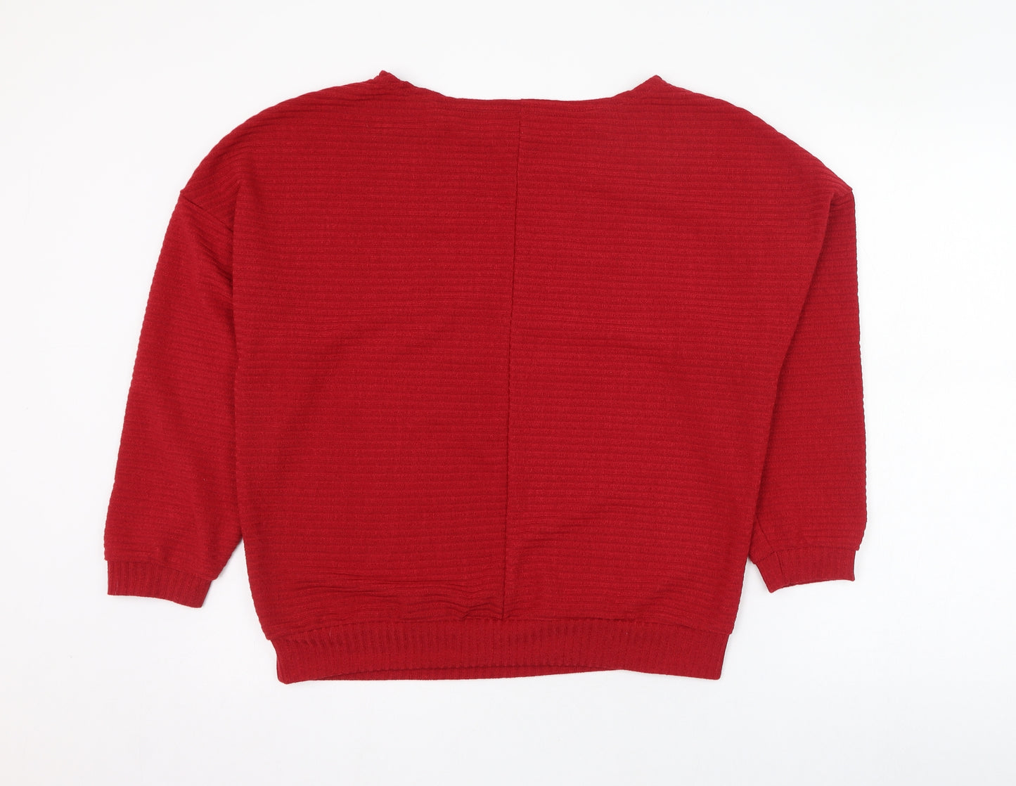 Preworn Womens Red Round Neck  Polyester Pullover Jumper Size M