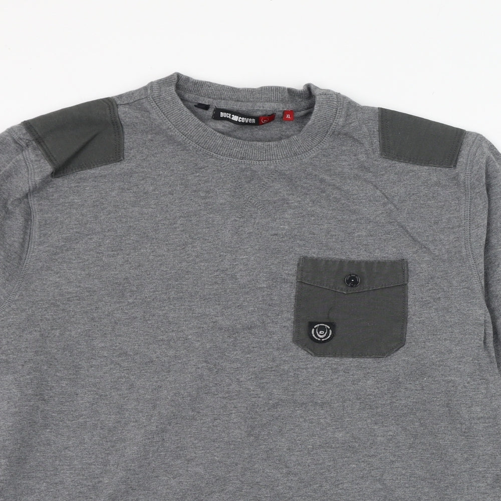 Duck and Cover Mens Grey  Cotton Pullover Sweatshirt Size XL