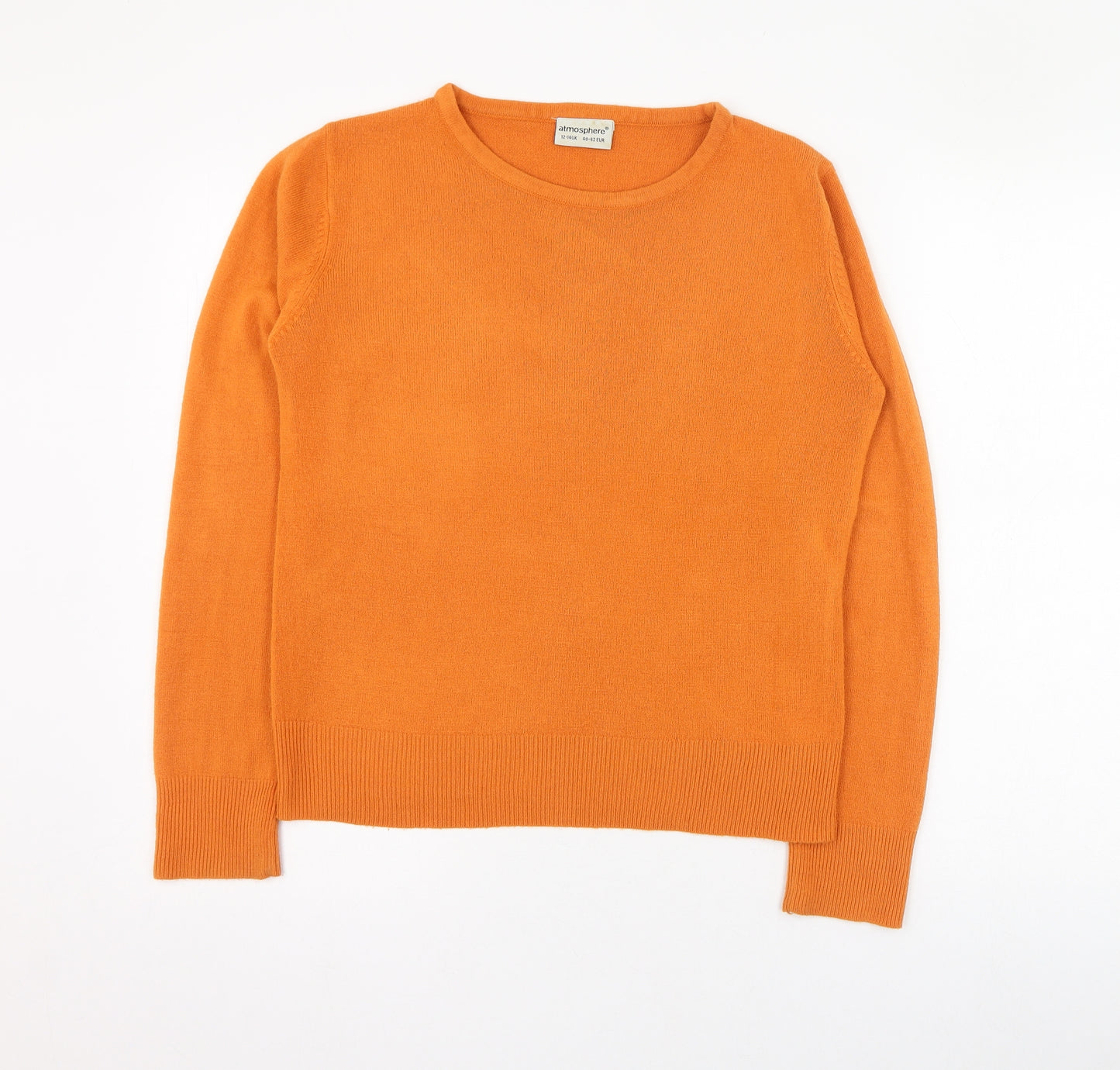 Atmosphere Womens Orange Round Neck  Acrylic Pullover Jumper Size 12