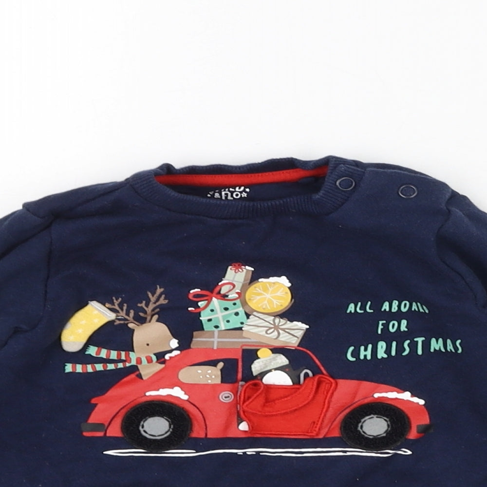 F&F Boys Blue  Cotton Pullover Jumper Size 6-9 Months  Pullover - Christmas