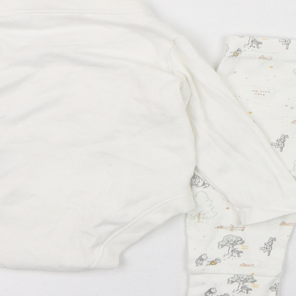 F&F Baby White  Cotton Trousers Outfit/Set Size 0-3 Months  Button - Winnie The Pooh