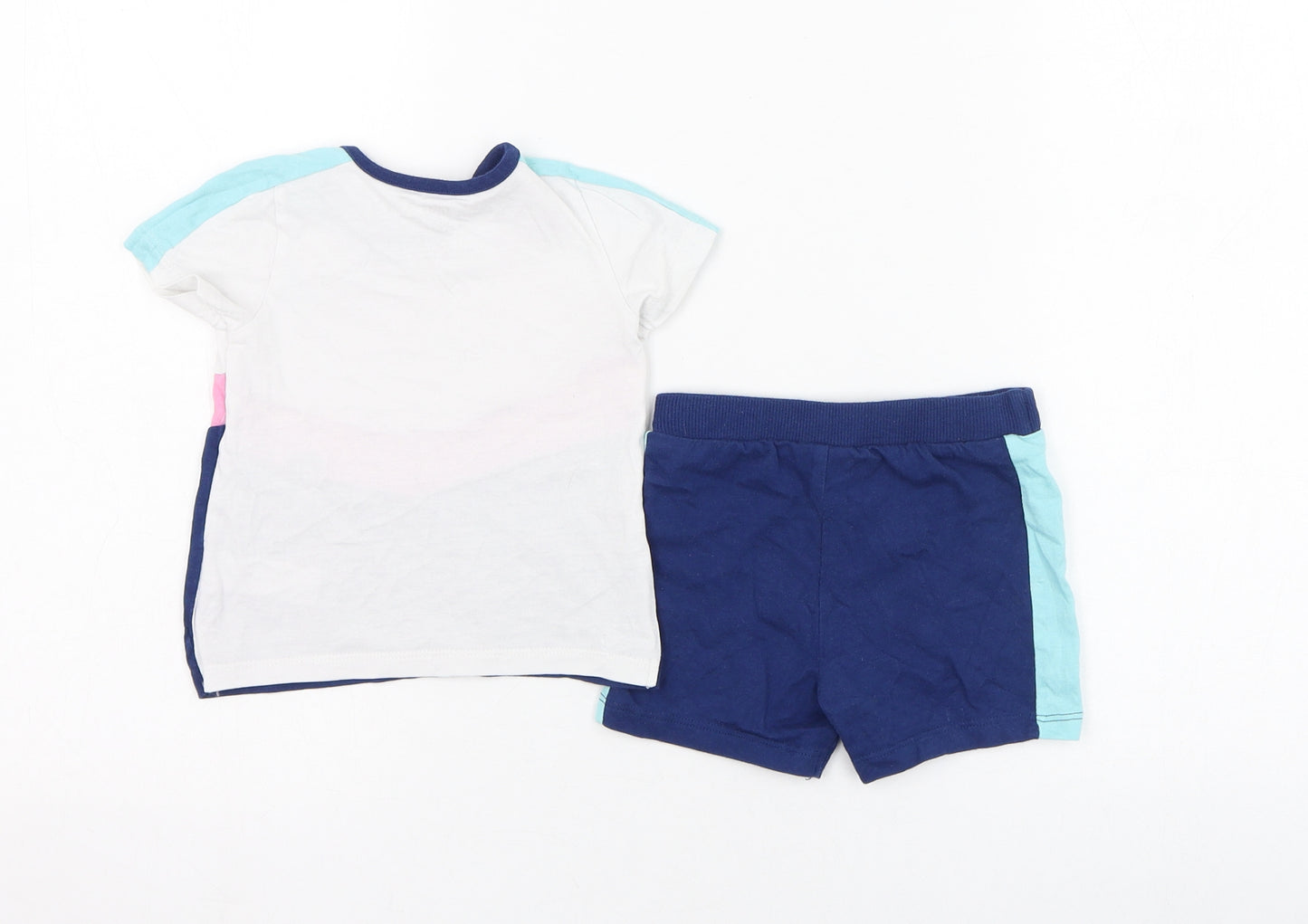 F&F Boys Blue  Cotton Shorts Set Outfit/Set Size 3-6 Months  Pullover