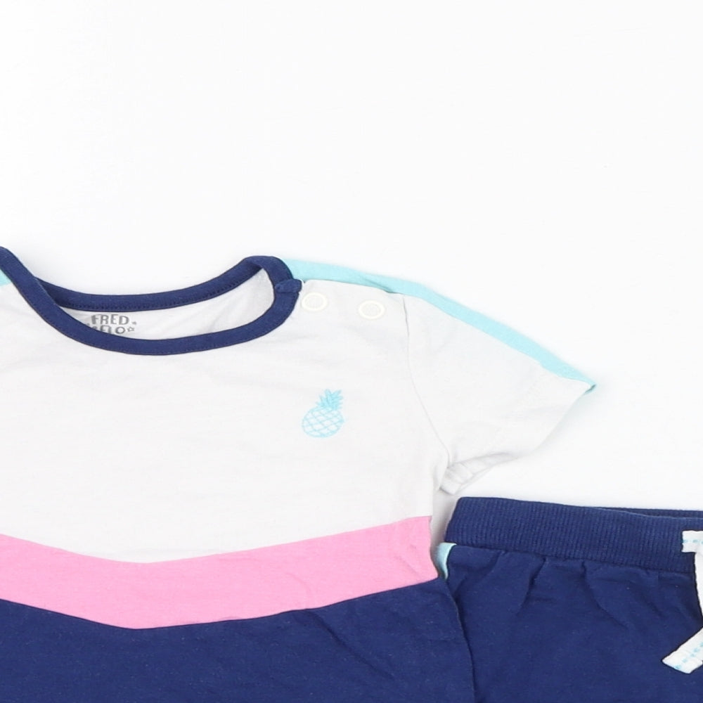 F&F Boys Blue  Cotton Shorts Set Outfit/Set Size 3-6 Months  Pullover