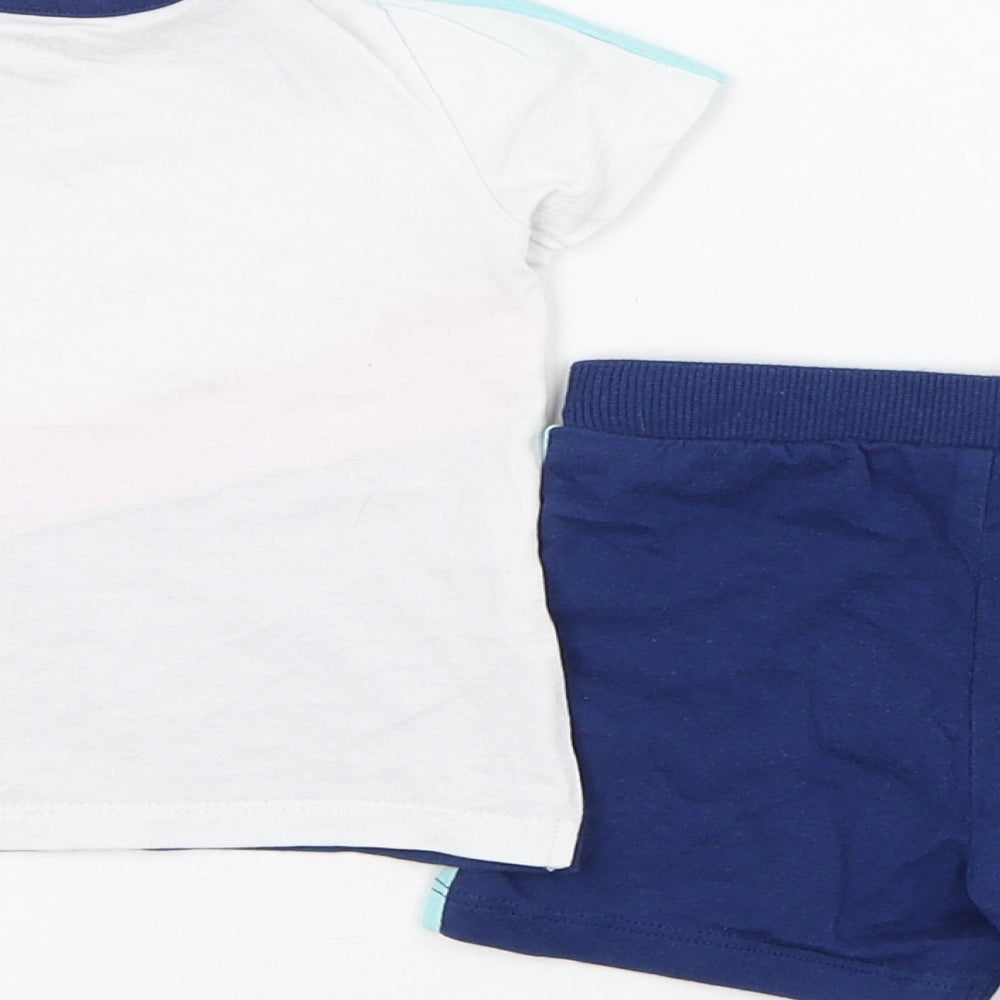 F&F Boys Blue  Cotton Shorts Set Outfit/Set Size 3-6 Months  Pullover