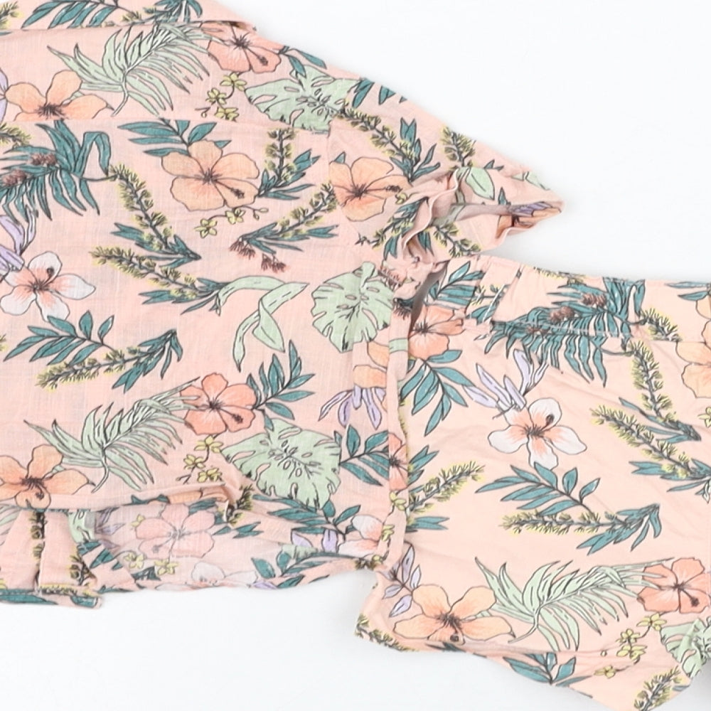 Primark Boys Pink Floral Cotton Shorts Set Outfit/Set Size 3-6 Months  Button