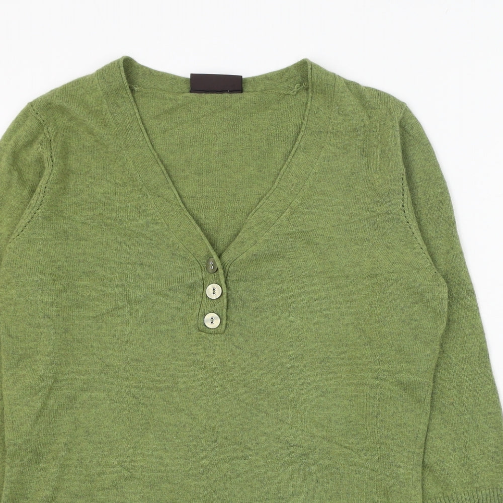 Principles Womens Green V-Neck  Cotton Pullover Jumper Size 12