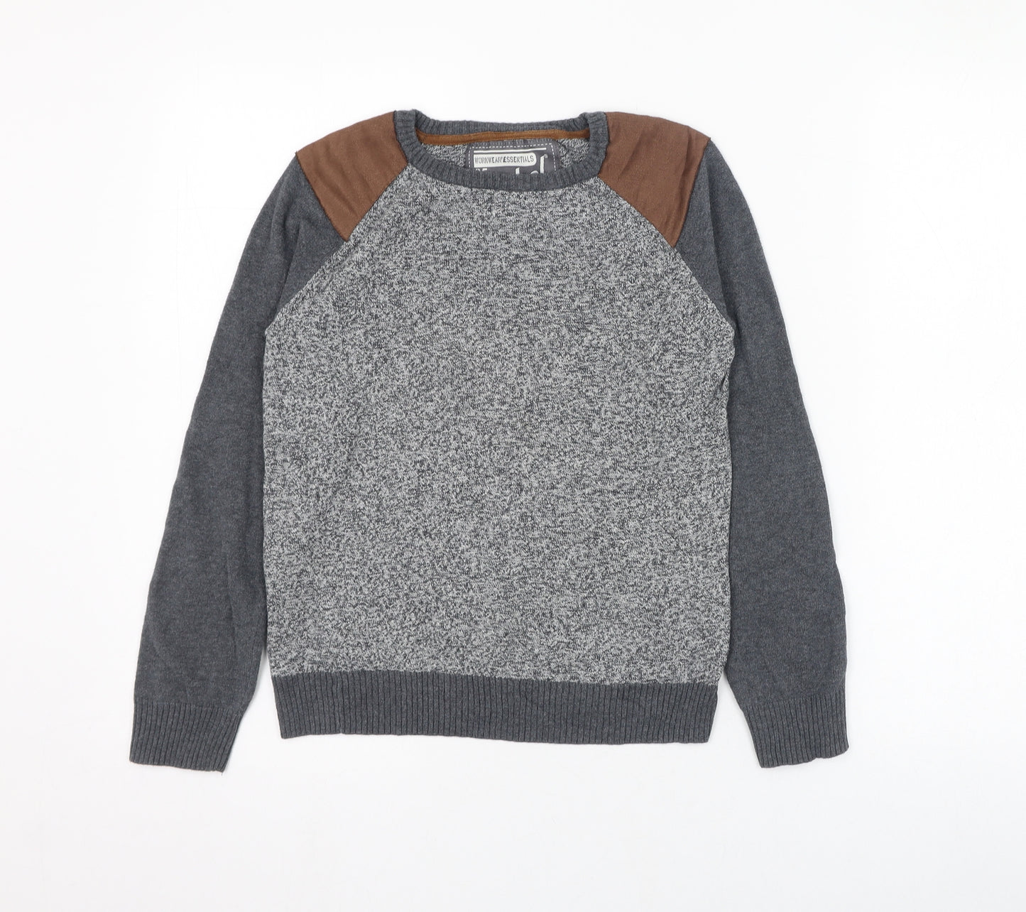 Primark Boys Grey Round Neck  Cotton Pullover Jumper Size 8-9 Years  Pullover