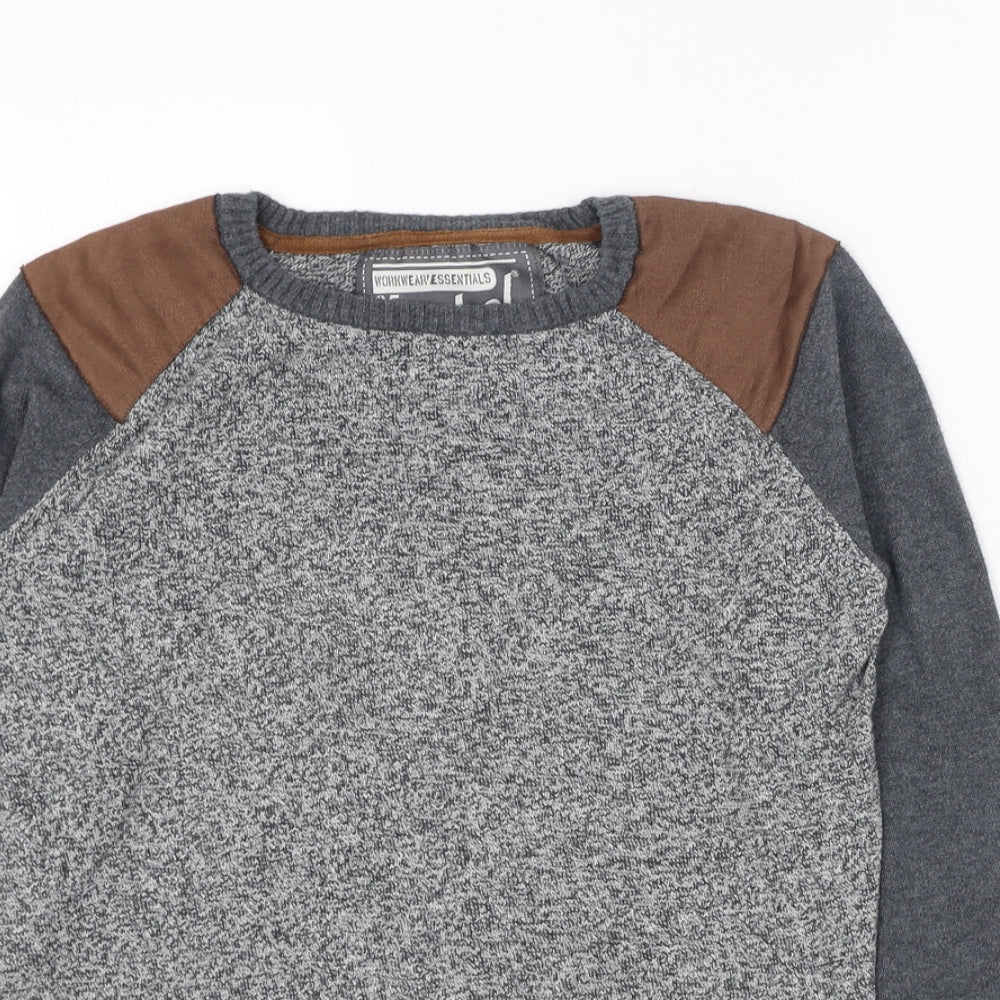 Primark Boys Grey Round Neck  Cotton Pullover Jumper Size 8-9 Years  Pullover