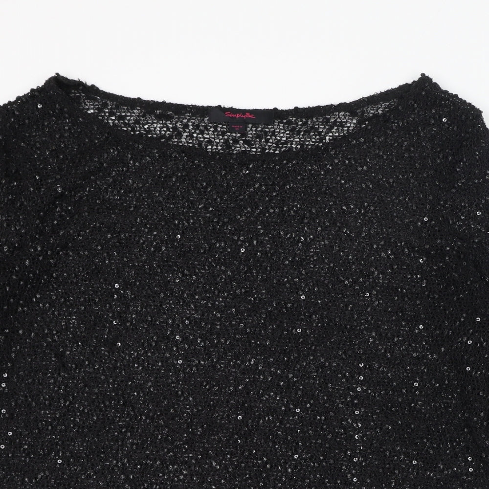 Simply Be Womens Black Round Neck  Polyester Pullover Jumper Size 20
