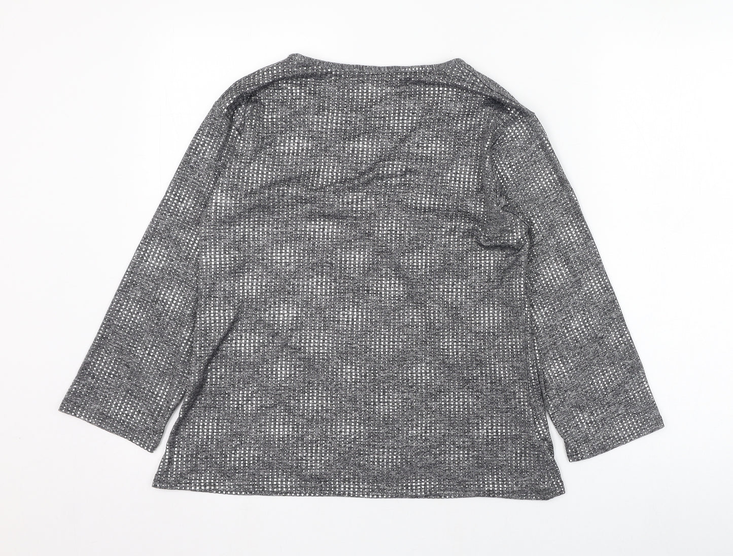 Gerard Womens Grey  Nylon Basic Blouse Size 12 V-Neck