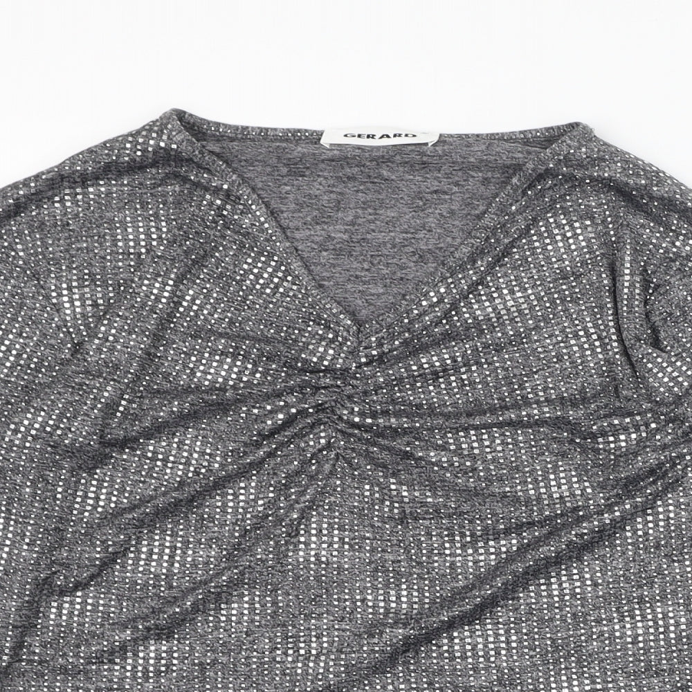 Gerard Womens Grey  Nylon Basic Blouse Size 12 V-Neck