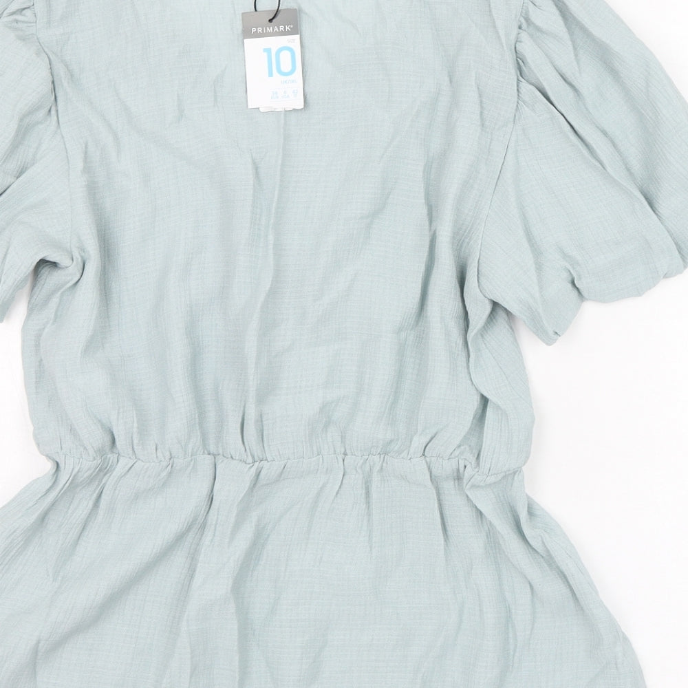 Primark Womens Green  Viscose Wrap Blouse Size 10 V-Neck