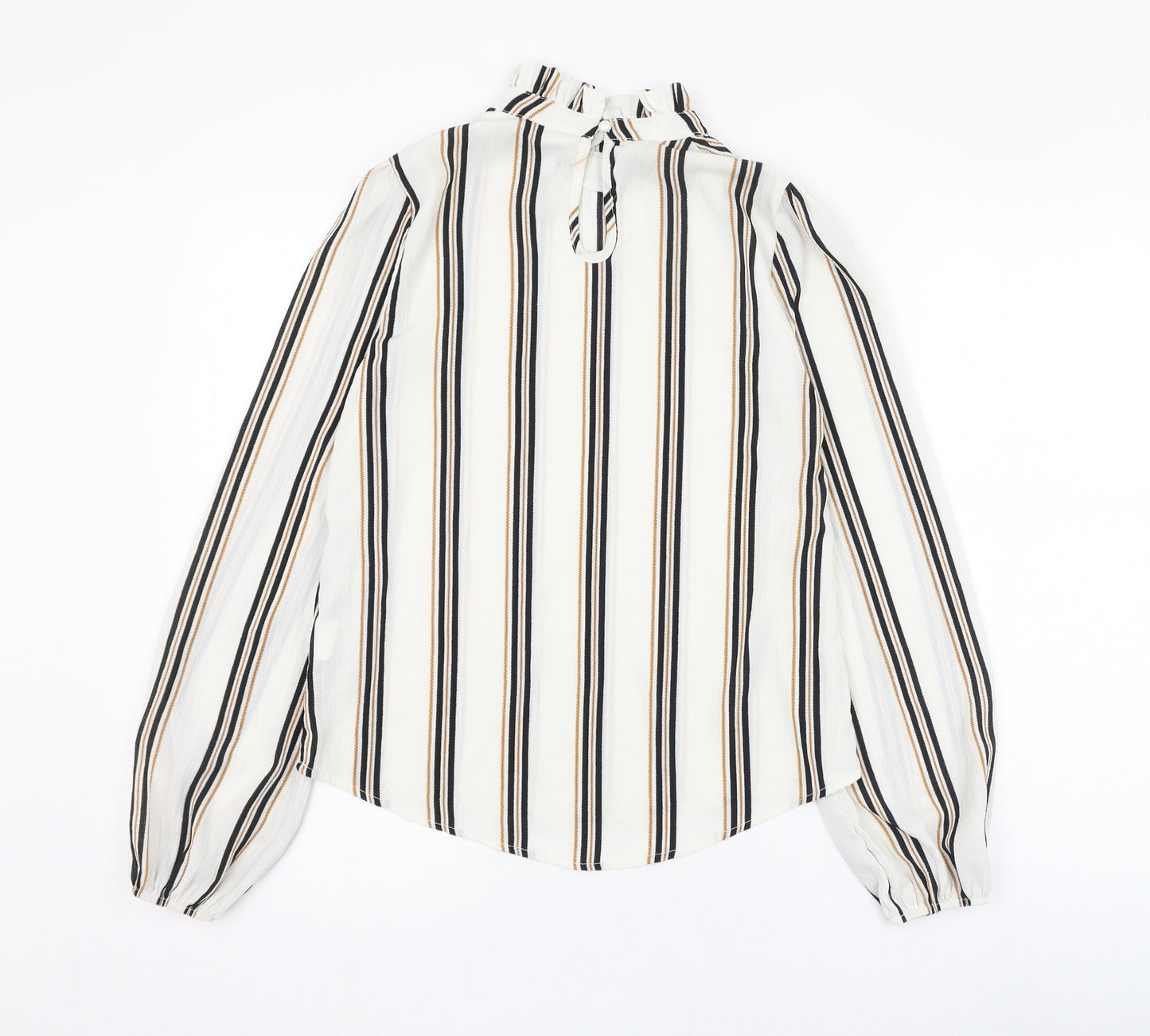 SheIn Womens Ivory Striped Polyester Basic Blouse Size XS Mock Neck