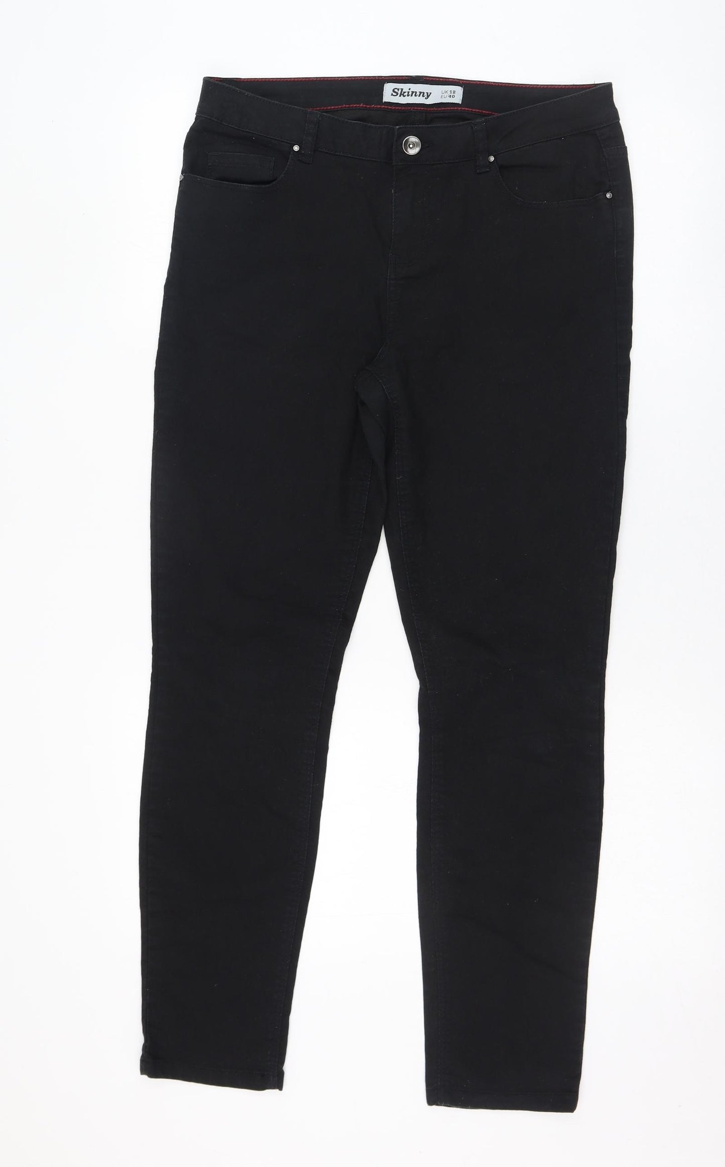 New Look Womens Black  Cotton Skinny Jeans Size 12 L28 in Regular Zip