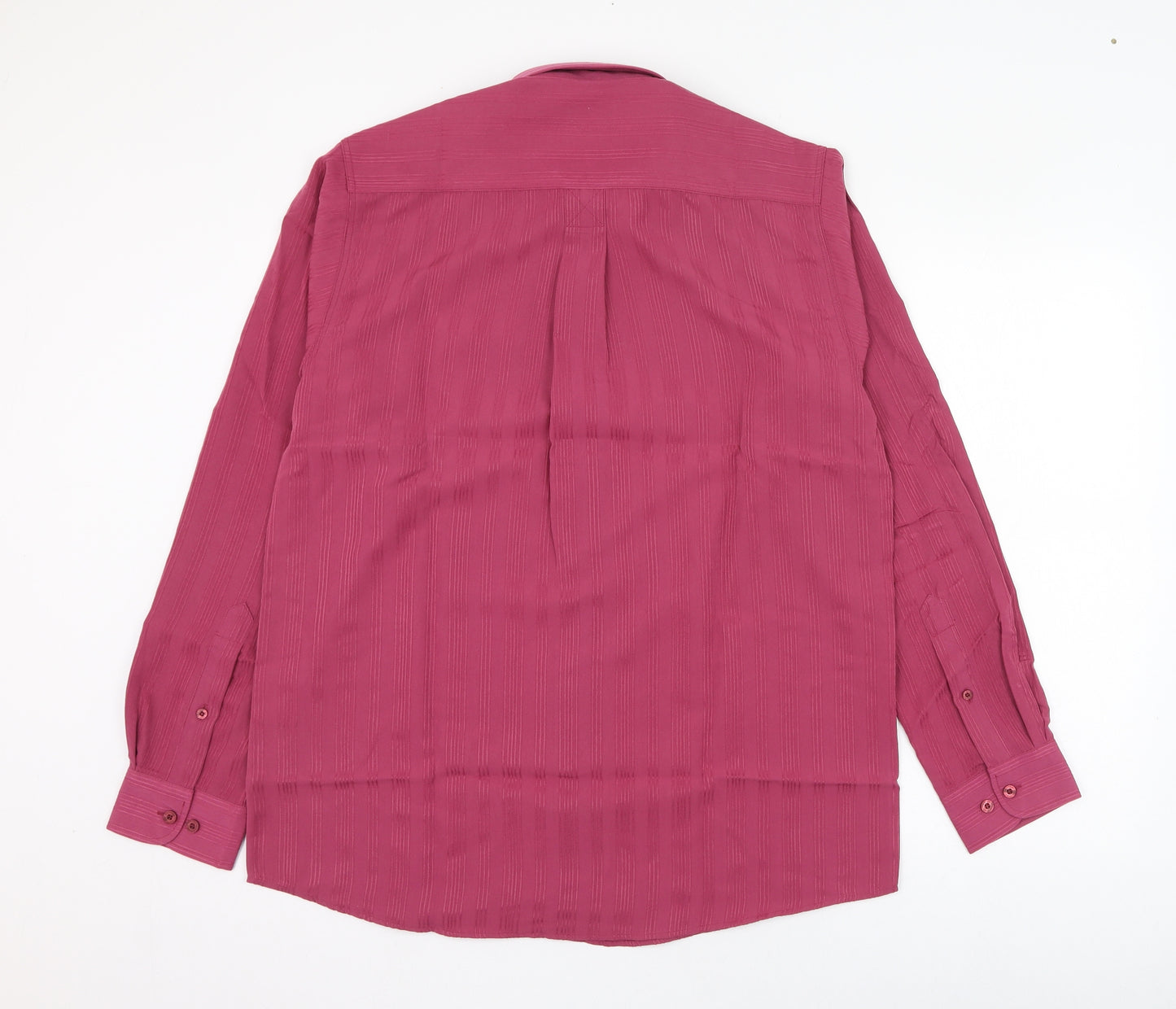 Cotton Traders Mens Red  Polyester  Dress Shirt Size M Collared Button