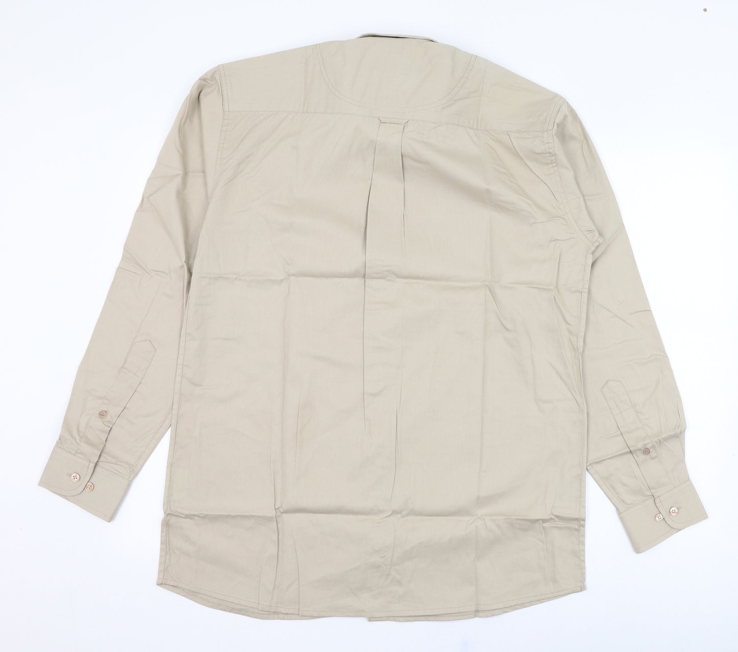 Unity Mens Brown  Cotton  Dress Shirt Size M Collared Button