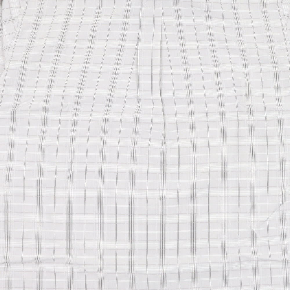 Cotton Traders Mens Grey Check Polyester  Dress Shirt Size M Collared Button