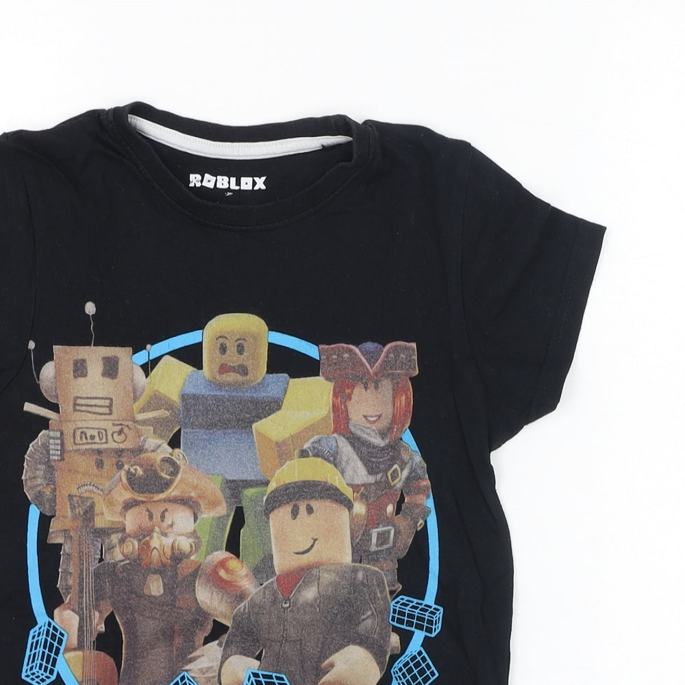 Matalan Boys Black  Cotton Basic T-Shirt Size 9 Years Round Neck Pullover - Roblox