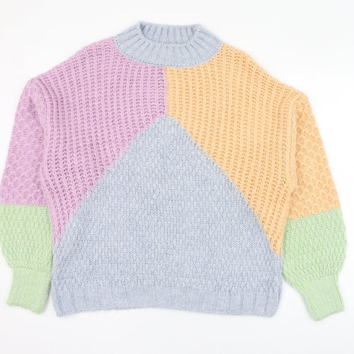 Primark Womens Multicoloured Round Neck  Polyester Pullover Jumper Size 14   - Colour block